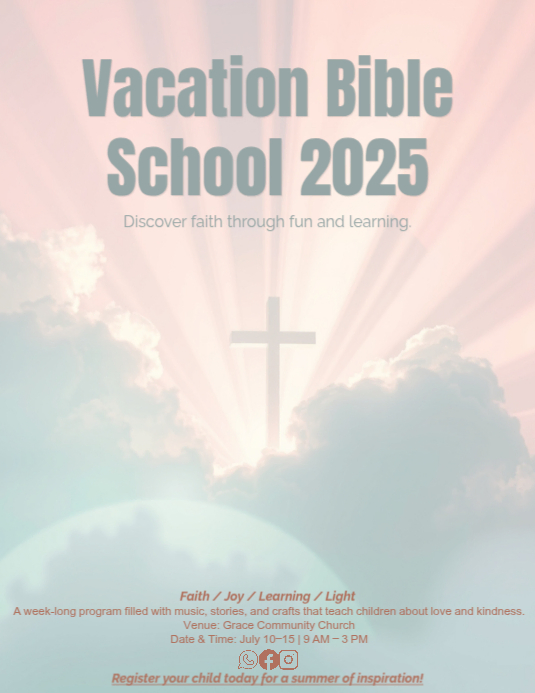 VBS Flyer Template Spiritual Vacation Bible School Poster Design